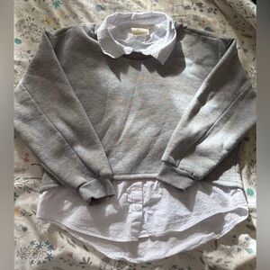 Maeve Gray and White Layered Kids Sweatshirt